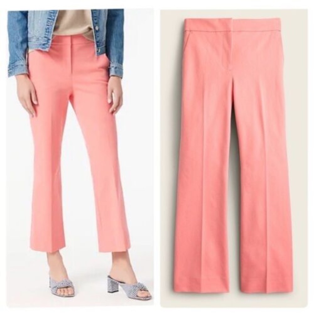 J CREW 10 Pink Hayden Kickout Crop Pant in bi-stretch cotton